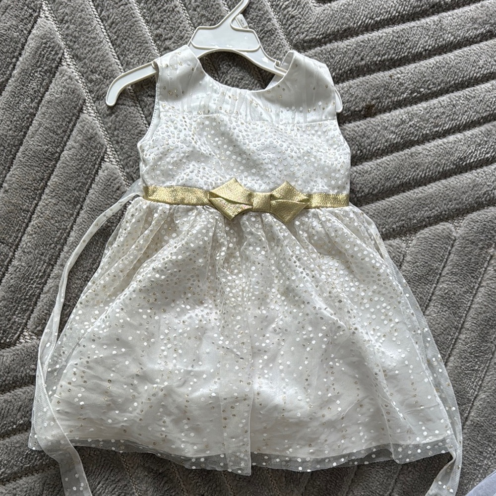 White and Gold Polka Dot Dress
